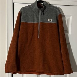The North Face Men's Gray and Rust Zip-Up Sweater